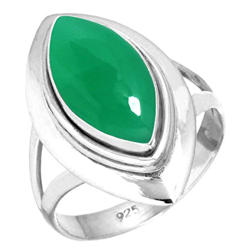 Jeweloporium 925 Silber Ringe für Damen Größe 60(19.1) Natürlich Grüner Onyx Edelstein Solitär Silber Ringe Weihnachten - Geschenk Kostüm Schmuck von Jeweloporium