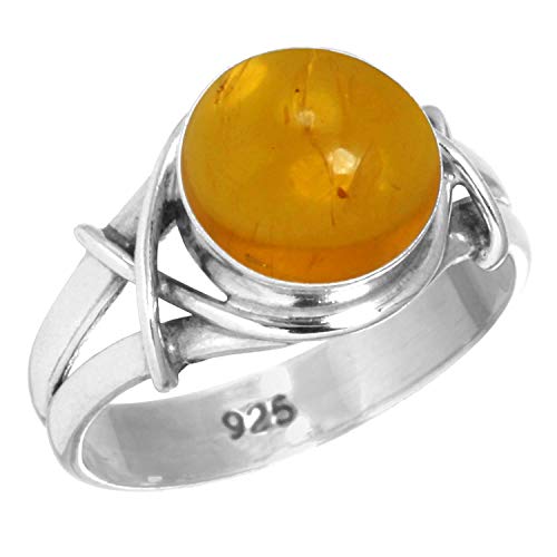 Jeweloporium 925 Silber Ringe für Damen Größe 60(19.1) Orange Bernstein Edelstein Kostüm Silber Ringe Weihnachten - Geschenk Jahrgang Schmuck von Jeweloporium