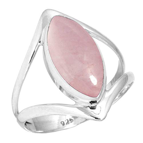 Jeweloporium 925 Silber Ringe für Damen Größe 62(19.7) Rosa Rosenquarz Edelstein Jahrgang Silber Ringe Hochzeit Geschenk Solitär Schmuck von Jeweloporium