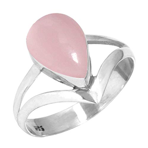 Jeweloporium 925 Silber Ringe für Damen Größe 62(19.7) Rosa Rosenquarz mit Stein Solitär Silber Ringe Hochzeit Geschenk Kostüm Schmuck von Jeweloporium