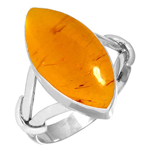 Jeweloporium 925 Silber Ringe für Damen Größe 64(20.4) Orange Bernstein Edelstein Kostüm Silber Ringe Muttertag Geschenk Jahrgang Schmuck von Jeweloporium