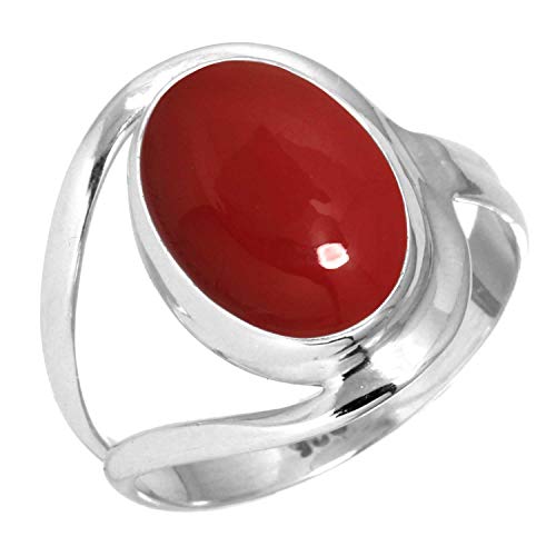 Jeweloporium 925 Silber Ringe für Damen Größe 68(21.6) Roter Stein Edelstein Jahrgang Silber Ringe Jubiläum - Geschenk Solitär Schmuck von Jeweloporium