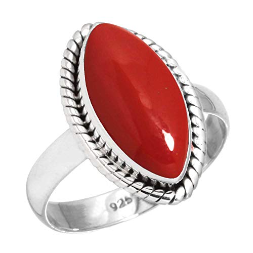 Jeweloporium 925 Silber Ringe für Damen Roter Stein Edelstein Boho Silber Ringe Größe 56(17.8) Muttertag Geschenk Handgefertigt Schmuck von Jeweloporium