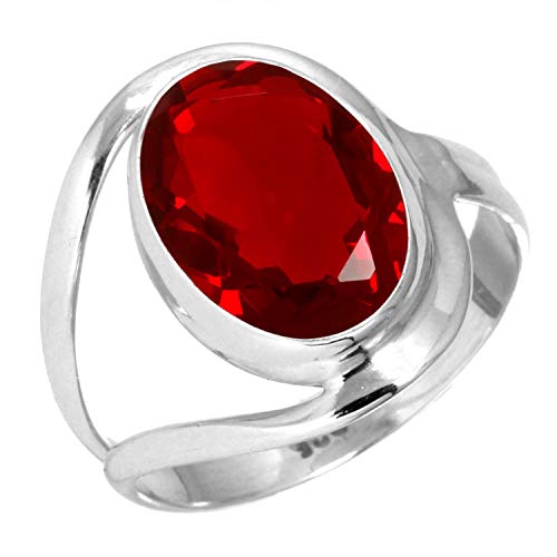 Jeweloporium 925 Silber Ringe für Frauen Größe 54(17.2) Rot Rubin simuliert Edelstein Kostüm Silber Ringe Engagement Geschenk Jahrgang Schmuck von Jeweloporium