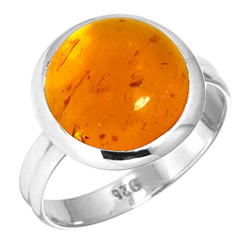 Jeweloporium 925 Silber Ringe für Frauen Größe 60(19.1) Orange Bernstein Edelstein Kostüm Silber Ringe Weihnachten - Geschenk Jahrgang Schmuck von Jeweloporium