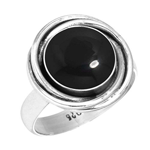Jeweloporium 925 Silber Ringe für Frauen Größe 60(19.1) Real Schwarzer Onyx Edelstein Kostüm Silber Ringe Ostern Geschenk Jahrgang Schmuck von Jeweloporium