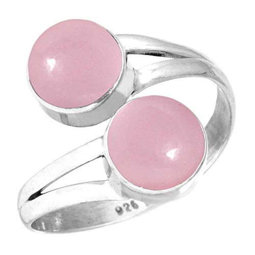 Jeweloporium 925 Silber Ringe für Frauen Größe 70(22.3) Rosa Rosenquarz Edelstein Jahrgang Silber Ringe Valentinstag - Geschenk Solitär Schmuck von Jeweloporium