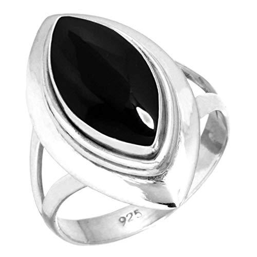 Jeweloporium 925 Silber Ringe für Frauen Natürlich Schwarzer Onyx mit Stein Handgefertigt Silber Ringe Größe 58(18.5) Valentinstag - Geschenk Mode Schmuck von Jeweloporium