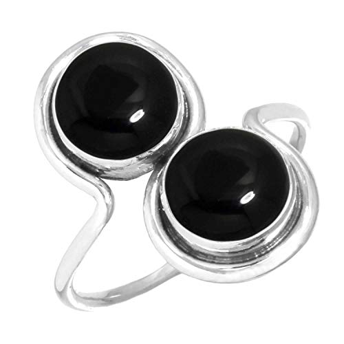 Jeweloporium 925 Silber Ringe für Frauen Natürlich Schwarzer Onyx mit Stein Handgefertigt Silber Ringe Größe 70(22.3) Ostern Geschenk Mode Schmuck von Jeweloporium