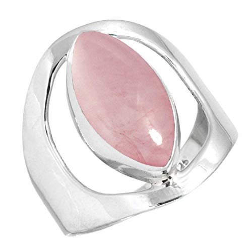 Jeweloporium 925 Silber Ringe für Frauen Rosa Rosenquarz Edelstein Boho Silber Ringe Größe 56(17.8) Geburtstag Geschenk Handgefertigt Schmuck von Jeweloporium