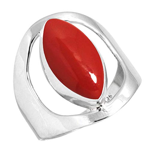 Jeweloporium 925 Silber Ringe für Frauen Roter Stein Edelstein Mode Silber Ringe Größe 68(21.6) Jubiläum - Geschenk Boho Schmuck von Jeweloporium