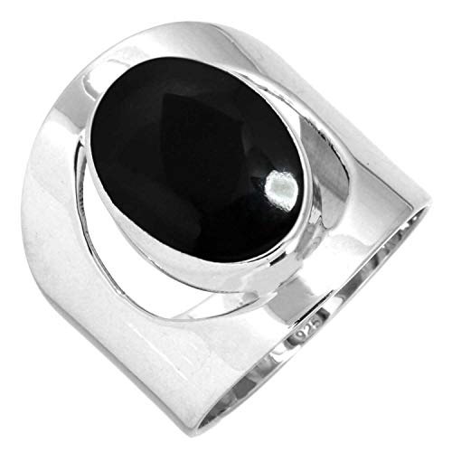 Jeweloporium 925 Silber Ringe für Damen Größe 52(16.6) Real Schwarzer Onyx mit Stein Solitär Silber Ringe Ostern Geschenk Kostüm Schmuck von Jeweloporium