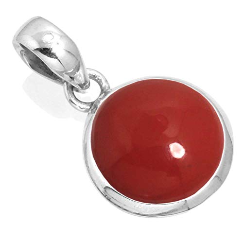 Jeweloporium 925 Silber Anhängerin für Damen Roter Stein Edelstein Mode Silberne Anhänger Halskette Muttertag Geschenk Boho Schmuck von Jeweloporium