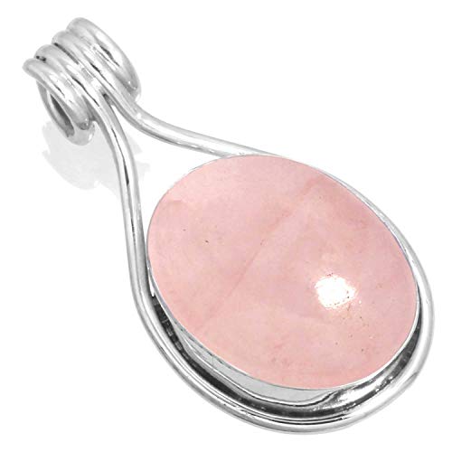 Jeweloporium 925 Sterling Silber Anhängerin für Damen Rosa Rosenquarz mit Stein Kostüm Silberne Anhänger Halskette Neujahr Geschenk Jahrgang Schmuck von Jeweloporium