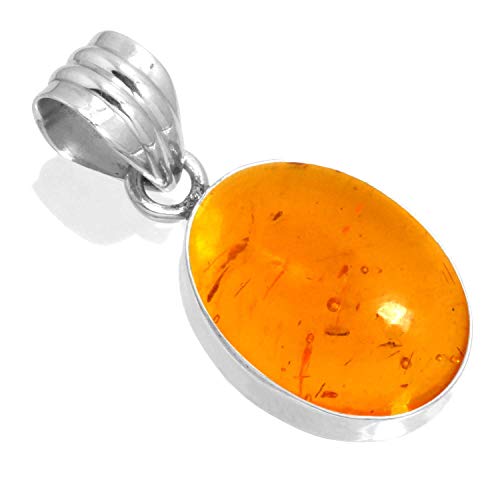 Jeweloporium 925 Sterling Silber Anhängerin für Frauen Orange Bernstein Edelstein Handgefertigt Silberne Anhänger Halskette Ostern Geschenk Mode Schmuck von Jeweloporium