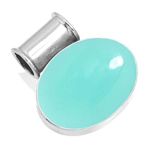 Jeweloporium Aqua Chalcedon 925 Sterling Silber Anhängerin für Frauen mit Stein Cocktail Silberne Anhänger Halskette Freundschaftstag Geschenk viktorianisch Schmuck von Jeweloporium