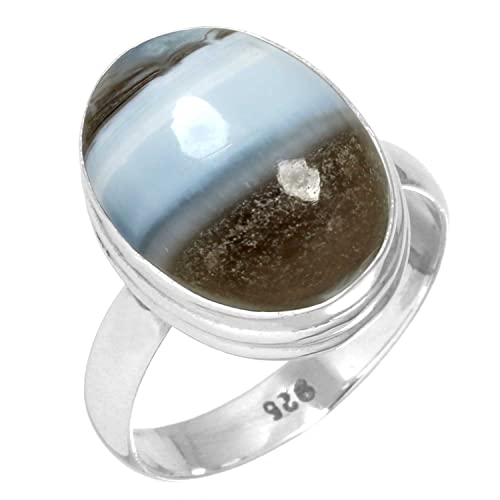 925 Sterling Silber Frau Schmuck Natürlich Blau Opal Ring Größe 49 (15.6) (99033_BOP_R5) von Jeweloporium