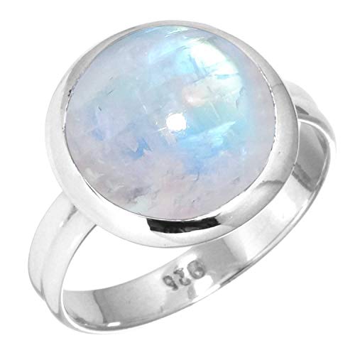 Jeweloporium Weiß Natürlich Mondstein 925 Sterling Silber Ringe für Damen Edelstein viktorianisch Silber Ringe Größe 57(18.1) Ostern Geschenk Handgefertigt Schmuck von Jeweloporium