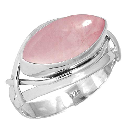 Jeweloporium 925 Sterling Silber Ringe für Damen Größe 53(16.9) Rosa Rosenquarz Edelstein Jahrgang Silber Ringe Halloween Geschenk Solitär Schmuck von Jeweloporium