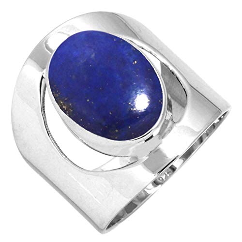 Jeweloporium 925 Sterling Silber Ringe für Damen Größe 57(18.1) Blau Real Lapislazuli Edelstein Jahrgang Silber Ringe Weihnachten - Geschenk Solitär Schmuck von Jeweloporium