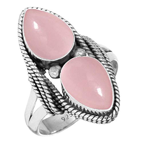 Jeweloporium 925 Sterling Silber Ringe für Damen Größe 57(18.1) Rosa Rosenquarz Edelstein Solitär Silber Ringe Muttertag Geschenk Kostüm Schmuck von Jeweloporium