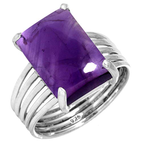 Jeweloporium 925 Sterling Silber Ringe für Damen Größe 57(18.1) Violett Real Amethyst mit Stein Kostüm Silber Ringe Muttertag Geschenk Jahrgang Schmuck von Jeweloporium