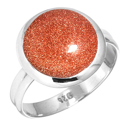 Jeweloporium 925 Sterling Silber Ringe für Damen Größe 59(18.8) Braun Goldener Sonnenstein Edelstein Jahrgang Silber Ringe Solitär Schmuck von Jeweloporium