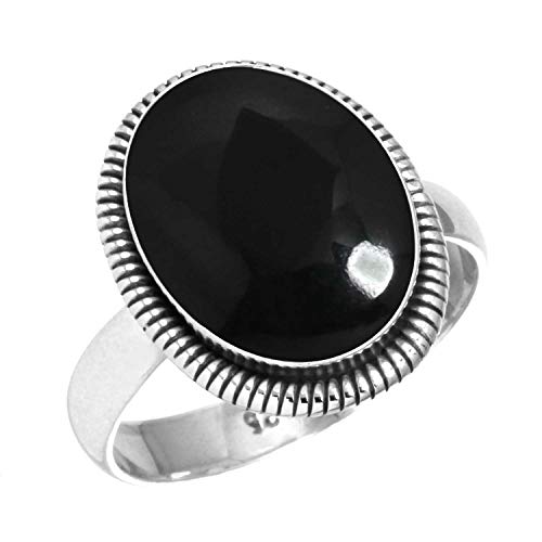 Jeweloporium 925 Sterling Silber Ringe für Damen Real Schwarzer Onyx Edelstein Mode Silber Ringe Größe 69(22.0) Muttertag Geschenk Boho Schmuck von Jeweloporium