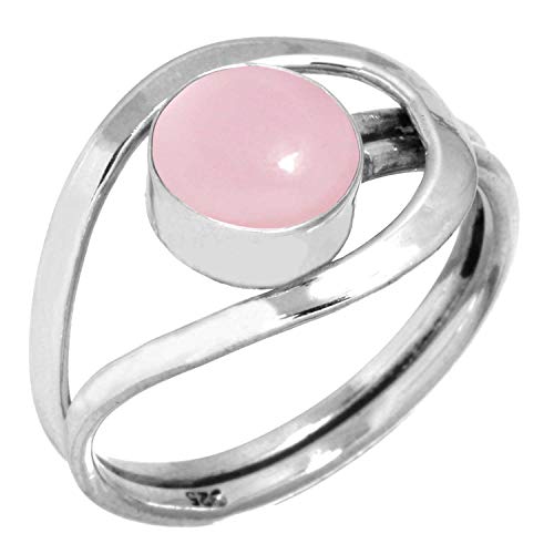 Jeweloporium 925 Sterling Silber Ringe für Damen Rosa Rosenquarz Edelstein Handgefertigt Silber Ringe Größe 65(20.7) Ostern Geschenk Mode Schmuck von Jeweloporium