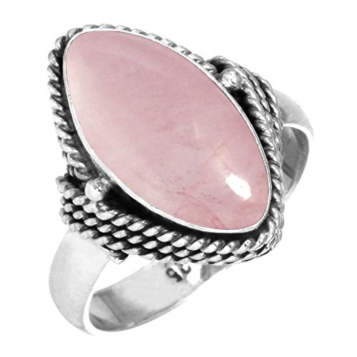 Jeweloporium 925 Sterling Silber Ringe für Damen Rosa Rosenquarz mit Stein Mode Silber Ringe Größe 49(15.6) Geburtstag Geschenk Boho Schmuck von Jeweloporium