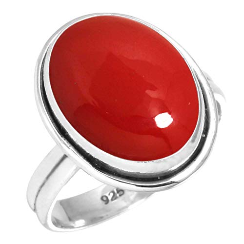Jeweloporium 925 Sterling Silber Ringe für Damen Roter Stein Edelstein Mode Silber Ringe Größe 53(16.9) Ostern Geschenk Boho Schmuck von Jeweloporium