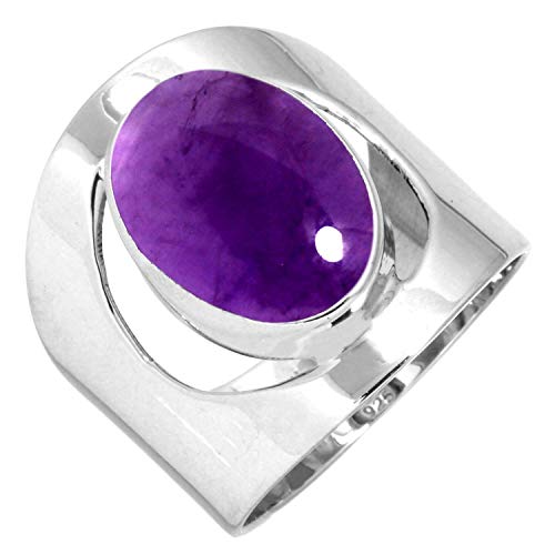 Jeweloporium 925 Sterling Silber Ringe für Damen Violett Real Amethyst Edelstein Handgefertigt Silber Ringe Größe 51(16.2) Freundschaftstag Geschenk Mode Schmuck von Jeweloporium