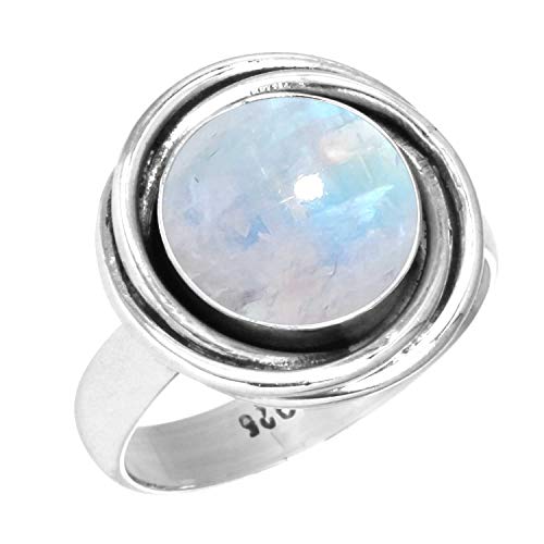 Jeweloporium 925 Sterling Silber Ringe für Damen Weiß Real Mondstein Edelstein Handgefertigt Silber Ringe Größe 65(20.7) Weihnachten - Geschenk Mode Schmuck von Jeweloporium