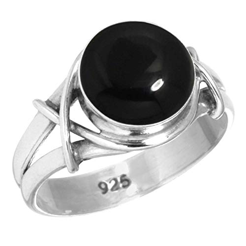 Jeweloporium 925 Sterling Silber Ringe für Frauen Größe 57(18.1) Real Schwarzer Onyx Edelstein Solitär Silber Ringe Geburtstag Geschenk Kostüm Schmuck von Jeweloporium