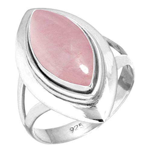 Jeweloporium 925 Sterling Silber Ringe für Frauen Größe 61(19.4) Rosa Rosenquarz Edelstein Kostüm Silber Ringe das Erntedankfest Geschenk Jahrgang Schmuck von Jeweloporium