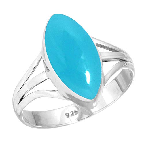 Jeweloporium 925 Sterling Silber Ringe für Frauen Größe 66(21.0) Blauer Chalcedon Edelstein Jahrgang Silber Ringe Ostern Geschenk Solitär Schmuck von Jeweloporium