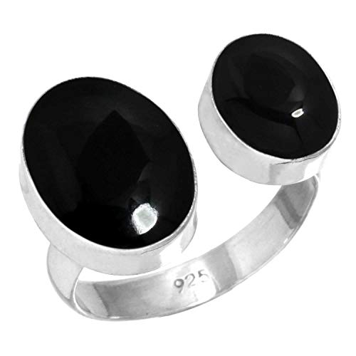 Jeweloporium 925 Sterling Silber Ringe für Frauen Natürlich Schwarzer Onyx Edelstein Handgefertigt Silber Ringe Größe 55(17.5) Hochzeit Geschenk Mode Schmuck von Jeweloporium