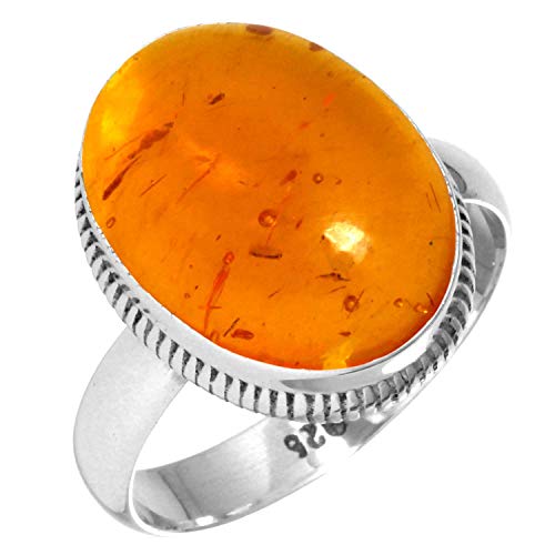 Jeweloporium 925 Sterling Silber Ringe für Frauen Orange Bernstein Edelstein Boho Silber Ringe Größe 57(18.1) Muttertag Geschenk Handgefertigt Schmuck von Jeweloporium