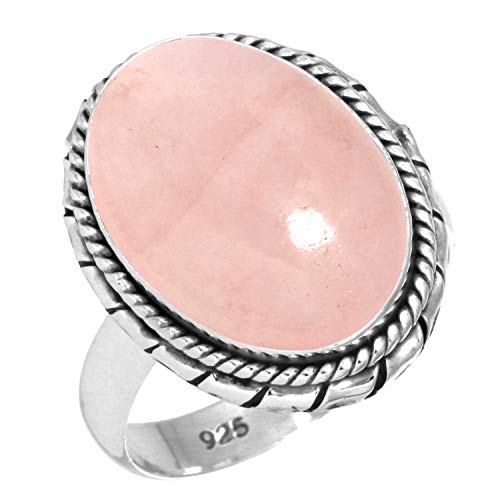 Jeweloporium 925 Sterling Silber Ringe für Frauen Rosa Rosenquarz Edelstein Boho Silber Ringe Größe 55(17.5) das Erntedankfest Geschenk Handgefertigt Schmuck von Jeweloporium