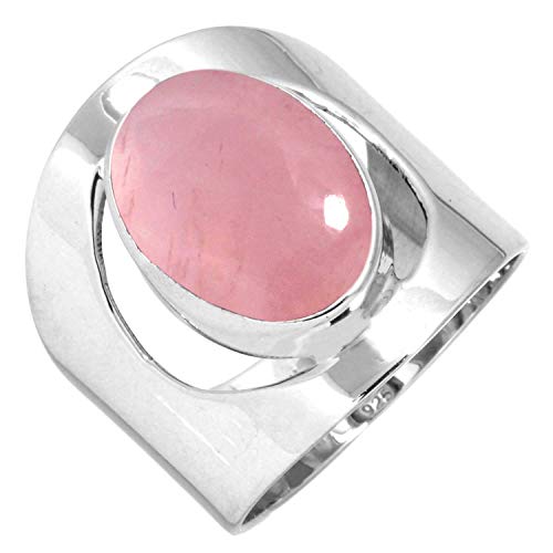Jeweloporium 925 Sterling Silber Ringe für Frauen Rosa Rosenquarz Edelstein Mode Silber Ringe Größe 55(17.5) Weihnachten - Geschenk Boho Schmuck von Jeweloporium