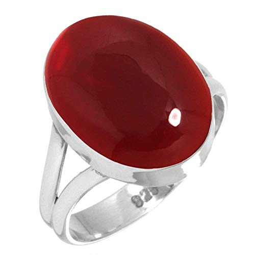 Jeweloporium 925 Sterling Silber Ringe für Frauen Rot Granat Quarz Edelstein Boho Silber Ringe Größe 49(15.6) Valentinstag - Geschenk Handgefertigt Schmuck von Jeweloporium