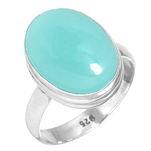 Jeweloporium Aqua Chalcedon 925 Silber Ringe für Damen Edelstein viktorianisch Silber Ringe Größe 56(17.8) Weihnachten - Geschenk Handgefertigt Schmuck von Jeweloporium