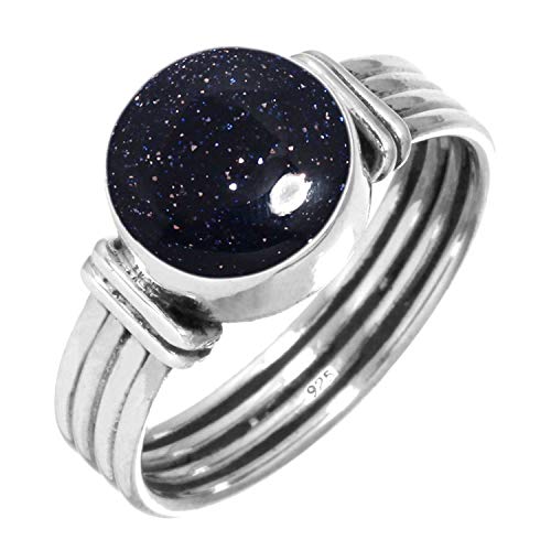 Jeweloporium Blauer Sonnenstein 925 Silber Ringe für Frauen Edelstein Cocktail Silber Ringe Größe 58(18.5) Weihnachten - Geschenk viktorianisch Schmuck von Jeweloporium