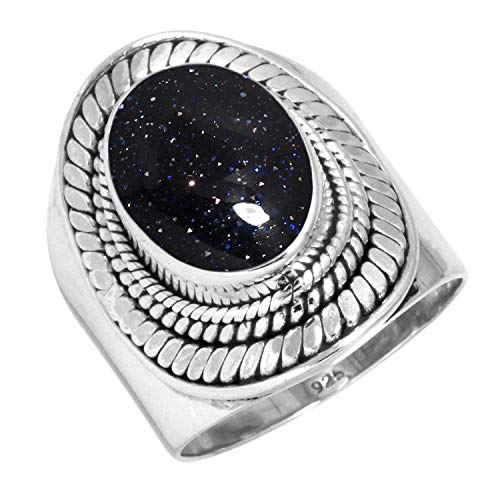 Jeweloporium Blauer Sonnenstein 925 Sterling Silber Ringe für Damen mit Stein Cocktail Silber Ringe Größe 57(18.1) Ostern Geschenk viktorianisch Schmuck von Jeweloporium