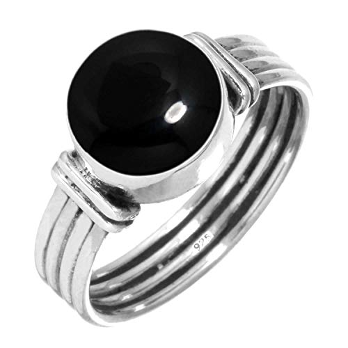 Jeweloporium Echt Schwarzer Onyx 925 Sterling Silber Ringe für Damen mit Stein Cocktail Silber Ringe Größe 53(16.9) Muttertag Geschenk viktorianisch Schmuck von Jeweloporium