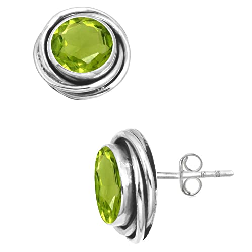 Jeweloporium Grün Peridot-Quarz 925 Silber Ohrring für Frauen Stein viktorianisch Sílbern Ohrstecker Engagement Geschenk Handgefertigt Schmuck von Jeweloporium