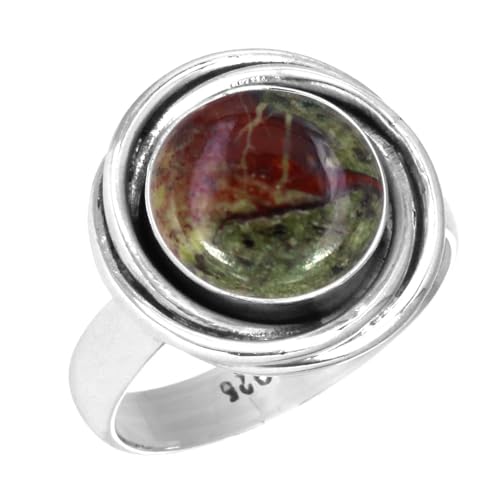 Jeweloporium Mehrfarbig Real Drachenblut-Jaspis 925 Silber Ringe für Frauen Edelstein Cocktail Silber Ringe Größe 60(19.1) Hochzeit Geschenk viktorianisch Schmuck von Jeweloporium