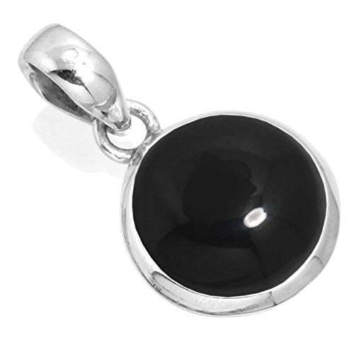 Jeweloporium Natürlich Schwarzer Onyx 925 Sterling Silber Anhängerin für Damen Edelstein Handgefertigt Silberne Anhänger Halskette Ostern Geschenk Cocktail Schmuck von Jeweloporium