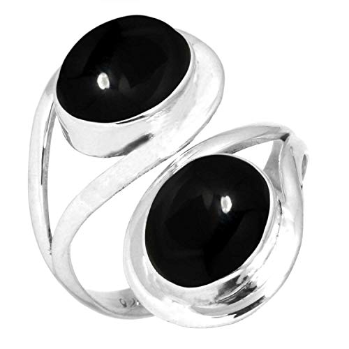 Jeweloporium Natürlich Schwarzer Onyx 925 Silber Ringe für Frauen Edelstein Cocktail Silber Ringe Größe 64(20.4) Freundschaftstag Geschenk viktorianisch Schmuck von Jeweloporium