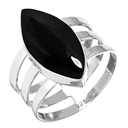 Jeweloporium Natürlich Schwarzer Onyx 925 Silber Ringe für Frauen mit Stein viktorianisch Silber Ringe Größe 68(21.6) Muttertag Geschenk Handgefertigt Schmuck von Jeweloporium